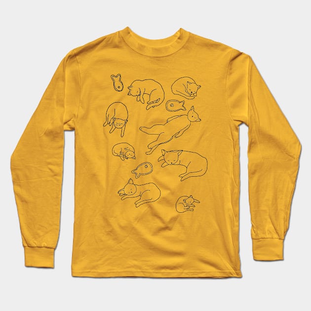 Lazy Cat v2 Line Long Sleeve T-Shirt by Kcael